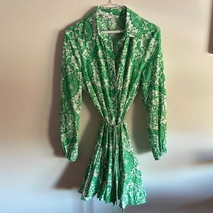 Zara Green Floral Print Dress size Medium